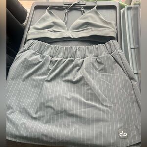 ALO Yoga Light Gray Pinstripe Skirt